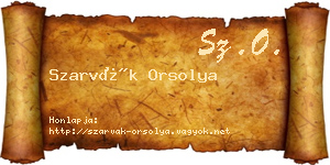 Szarvák Orsolya névjegykártya